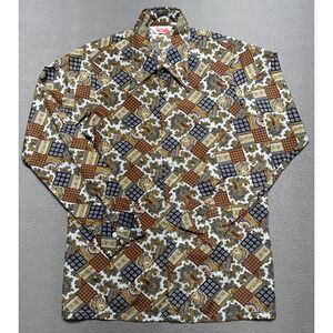 Vintage 70s Levi's Panatela Shirt Mens Large Patchwork Paisley Long Sleeve Disco